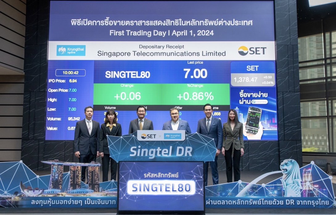 เมย์แบงก์ ร่วมพิธีเปิดการซื้อขายตราสารแสดงสิทธิในหลักทรัพย์ต่างประเทศ SINGTEL80 ซึ่งออกโดยธนาคารกรุงไทย