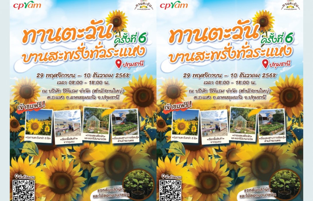 สายคอนเทนต์ห้ามพลาด! ซีพีแรมชวนเติมความสุขรับลมหนาว เช็คอินทุ่งทานตะวัน 5 ไร่ ใกล้กรุงเทพเพียง 45 นาที 