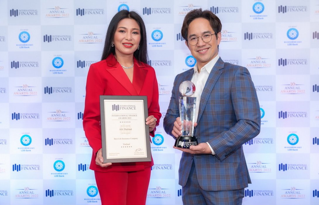 เอไอเอ ประเทศไทย รับรางวัล Best Life Insurance Company Thailand และ Most Innovative Environmental Program Initiative – Cashless and Paperless – Insurance Thailand จากเวที International Finance Awards ประจำปี 2565