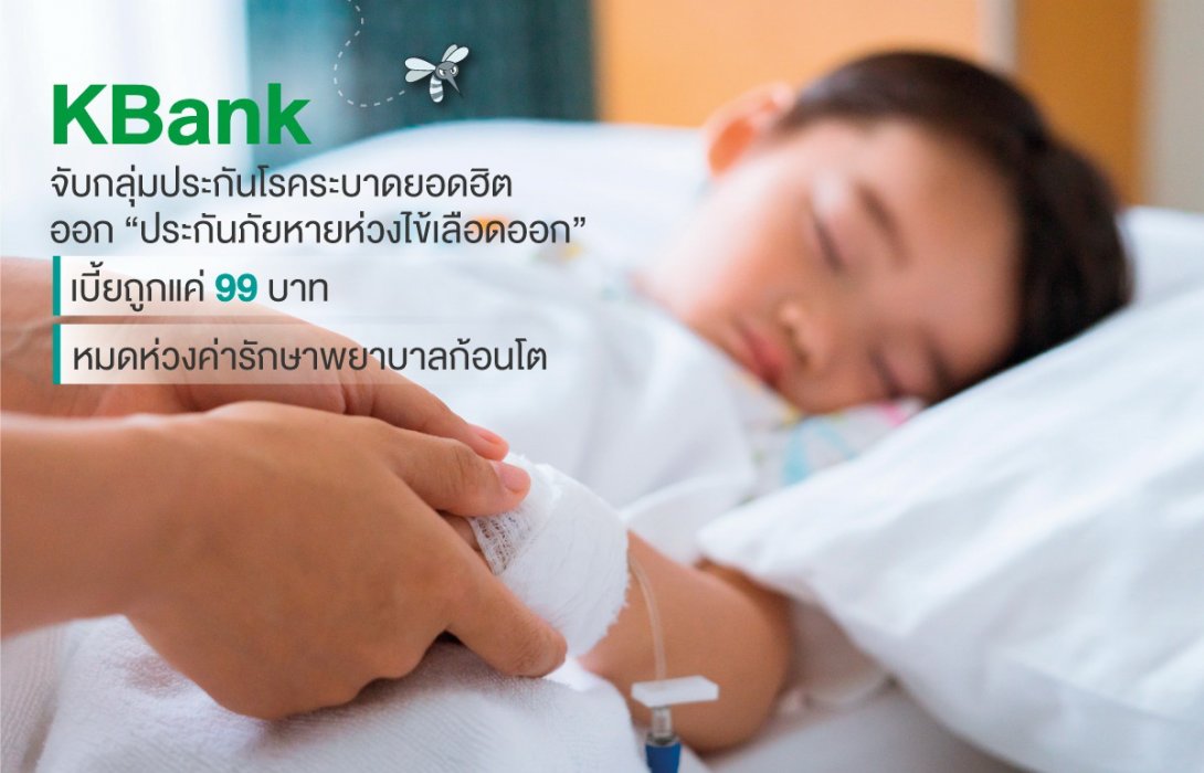 กสิกรไทย เปิดขาย“ประกันภัยหายห่วงไข้เลือดออก”เบี้ยถูกสุดเริ่มต้น99บาท 