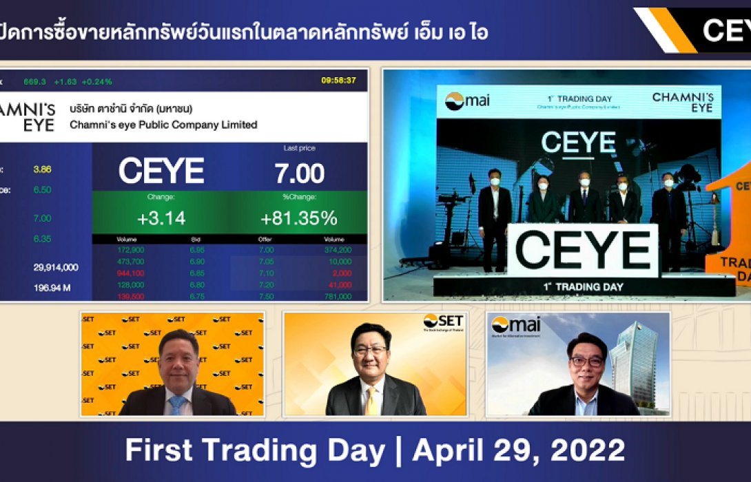 CEYE เปิดเทรด-ราคาพุ่งเหนือจอง 68.39% 