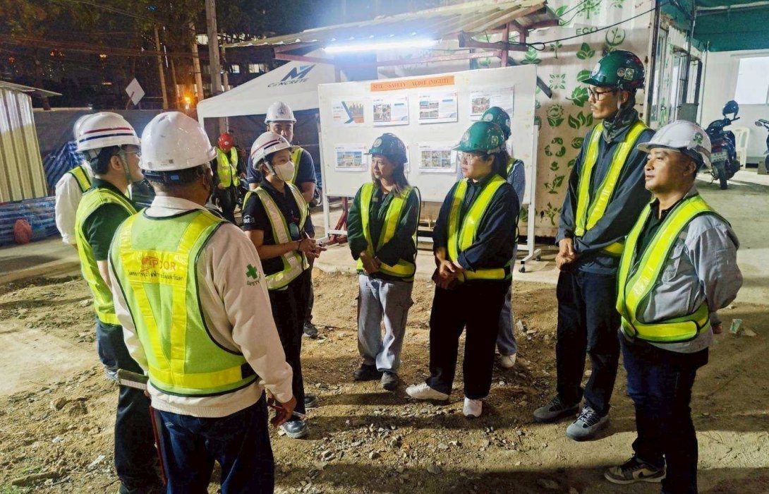 รฟม. ลงพื้นที่ตรวจความปลอดภัยในการก่อสร้าง โครงการรถไฟฟ้าสายสีส้มฯ ช่วงเวลากลางคืน (Night Audit)