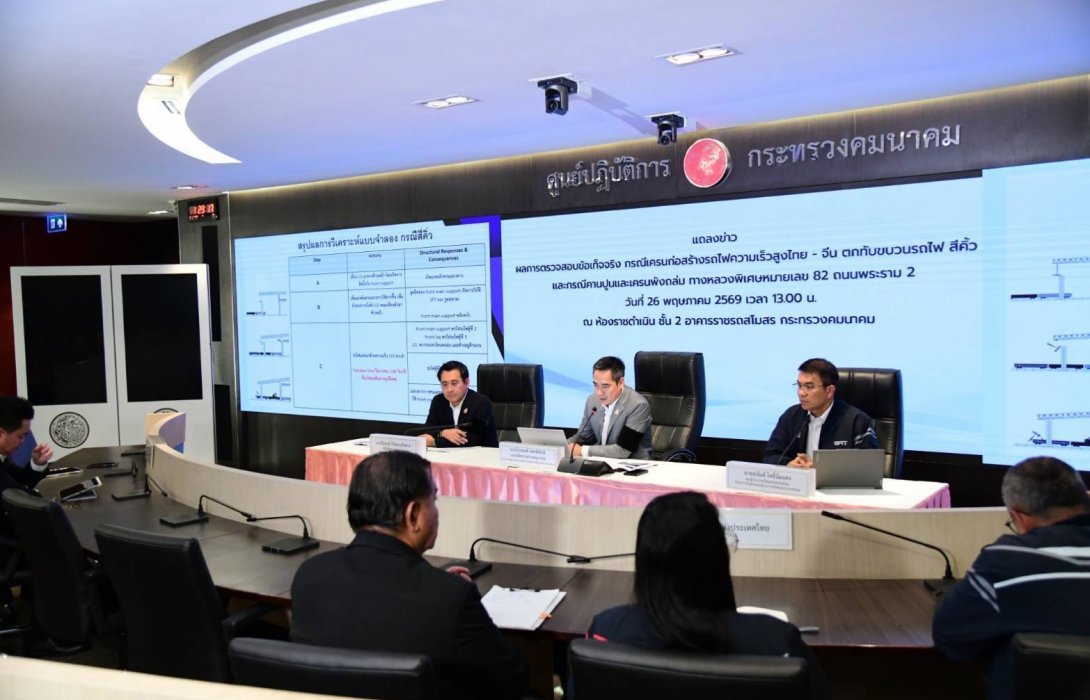 การรถไฟฯ แถลงผลตรวจสอบเหตุเครนก่อสร้างช่วงสีคิ้ว พร้อมยกระดับมาตรฐานความปลอดภัยงานใกล้ทางรถไฟทั่วประเทศ