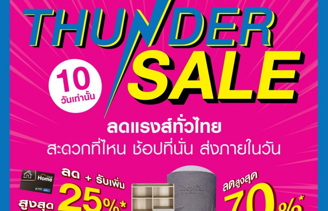HomePro “THUNDER SALE” ลดแรงส์ทั่วไทย!! ลดสูงสุด70%