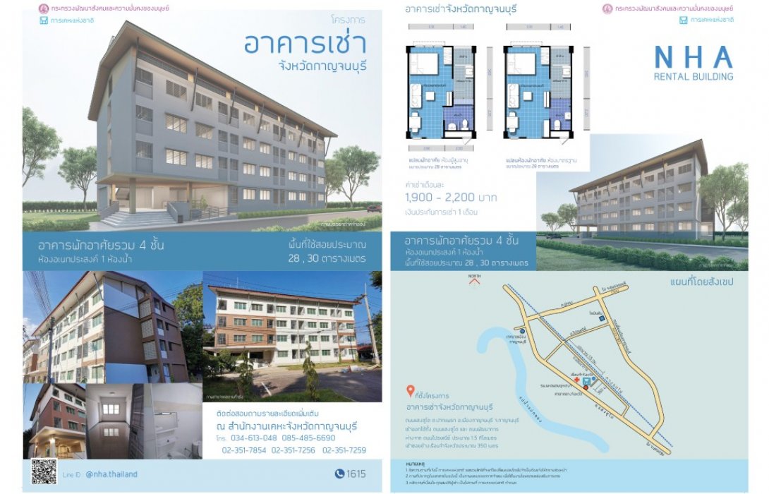 กคช. เปิดโครงการใหม่ “โครงการอาคารเช่าสำหรับผู้มีรายน้อย” 5 จังหวัด รวม 818 หน่วย